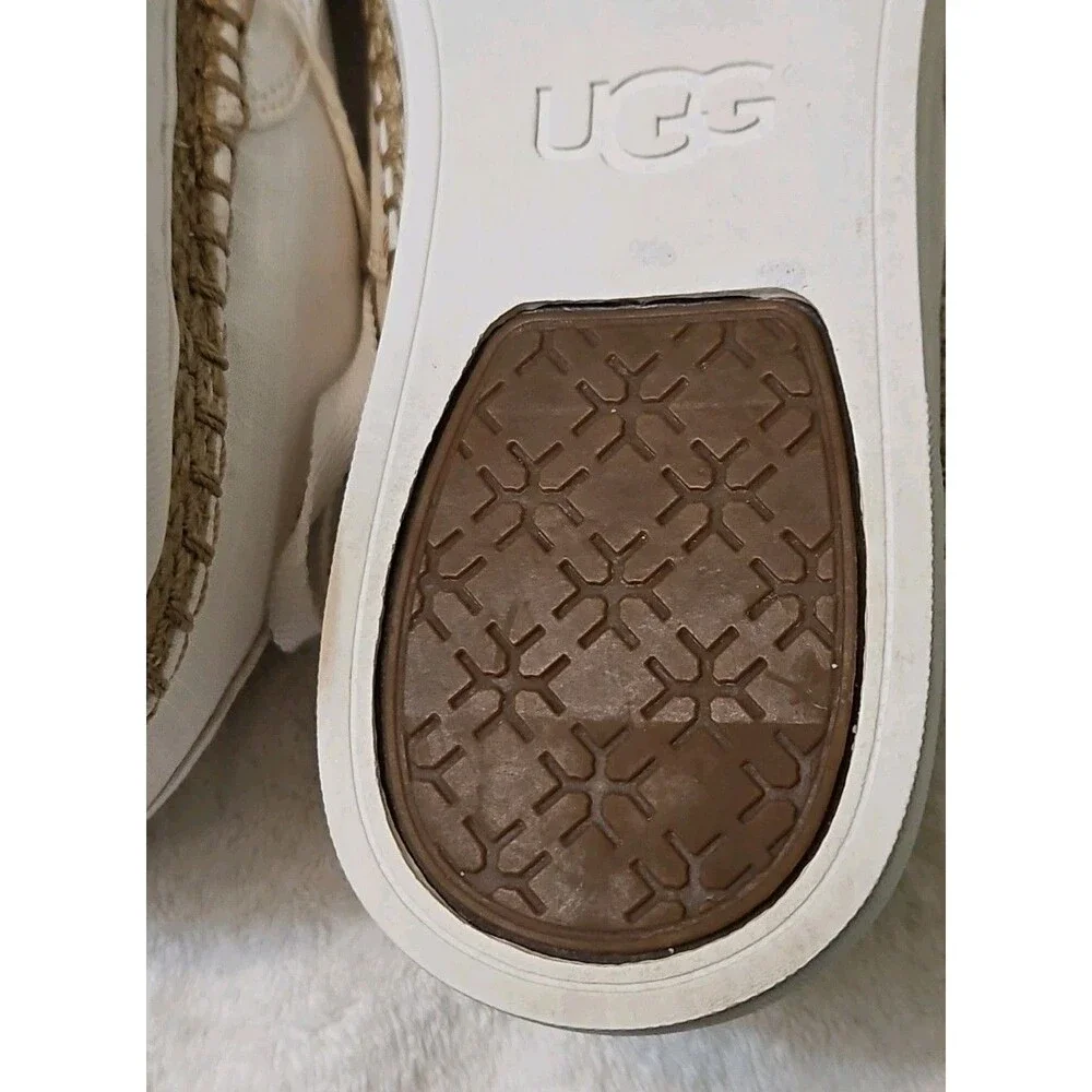 UGG EYAN II WHITE WALL CANVAS LACE-UP SNEAKERS BOAT SHOES Sz 10 EUC